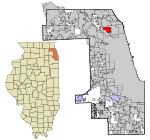 Cook County Illinois incorporated and unincorporated areas Morton Grove highlighted